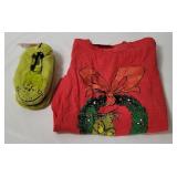 The Grinch Shirt & Slippers W/ Tags