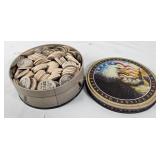 America Metal Tin W/ Wooden Redemption Coins