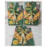 3 Nos 1994 MMPR Yellow Ranger Bendable Figures