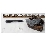 Harley Davidson Flashlight, Sign & Belt Buckle