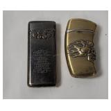2 Refillable Lighters- Skull, Fierce Tiger