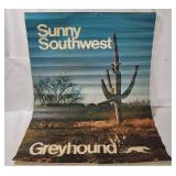Vtg Sunny Southwest Greyhound Lithograph Poster