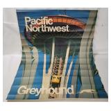 Vtg Pacific Northwest Greyhound Lithograph Poster