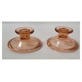 Pink Glass Candlestick Holders