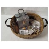 Basket W/ Costume Jewelry & Handbag
