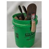 Bucket W/ Tools - Trowels, Bolt Cutter Etc.