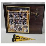 Pittsburgh Steelers Clock & Pirates Mini Pennant