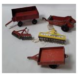 Vtg Small Metal Farm Equipment - Hubley Etc.