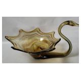 Art Glass Swan Centerpiece Bowl