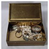 Tin Jewelry Box W/ Costume Jewelry