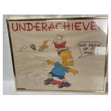 Framed 1990 Bart Simpson Underachiever Poster