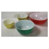 4 Vtg Pyrex Primary Mixing Bowls