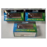 3 Ultra Pro Acrylic Ball & Card Holders