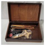 Vtg Wood Inlay Marquetry Box W/ Contents