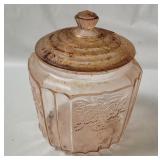 Pink Depression Glass Cookie Jar