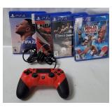 4 Ps4 Games & A Wired Controller
