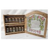 Wall Mount Spice Jar Rack W/ Jars