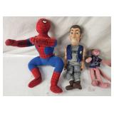 Vtg Plush Lot - Spiderman, Pink Panther, etc