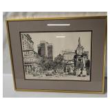 Framed Cityscpae Artwork Signed Kosta '78