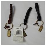 3 Coach Braided Leather Keychains