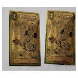 2 New Hampshire 24k Goldback Bills