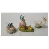 3 Beatrix Potter Duck Figurines