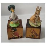 Beatrix Potter Duck & Rabbit Figurines W/ Stands