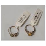 2 Sterling Rings W/ Stones Size 5
