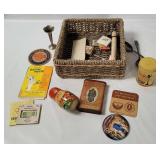 Misc. Vtg Items - Tobacco Tin, Nesting Dolls Etc.