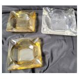 3 Vintage Glass Ashtrays