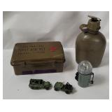 Military Canteen, Flashlight & First Aid Kit
