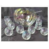 Iridescent Glass Punch Bowl