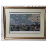 Framed Mystic Seaport Lithograph Signed J Stobart