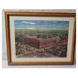 Framed League Park Lithogrpah Signed J. Trusilo