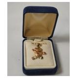 14k Gold Heart Bear Pendant 2.0g