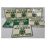 (5) 4 H Club Member Metal Signs