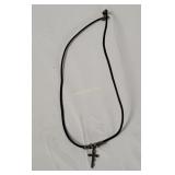 Sterling Cross Pendant Choker Necklace