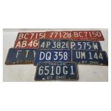 10 X 1960's Ohio License Plates