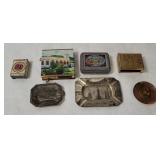 Vtg Ashtrays, Tins, Match Holders
