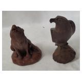 Carved Wood Eagle & Wolf Figurines