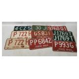 10 X 1960's Ohio License Plates