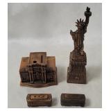 Coin Bank, Cable Car Shakers, Liberty Figurine