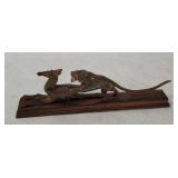 Tiger Catching Deer Carved Horn Figure