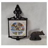 Vtg Bear Figurine & San Francisco Trivet