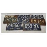 8 X 1940-50's Ohio License Plates