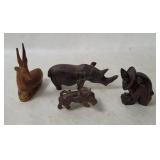 Vtg Carved Wood Animal Figurines