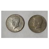 2 Kennedy 40% Silver Half Dollars
