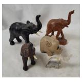 Elephant Figurines - Carved Wood, Stone