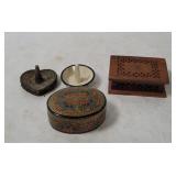 Vtg Ring Holders & Trinket Boxes W/ Contents