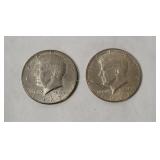 2 Kennedy 40% Silver Half Dollars